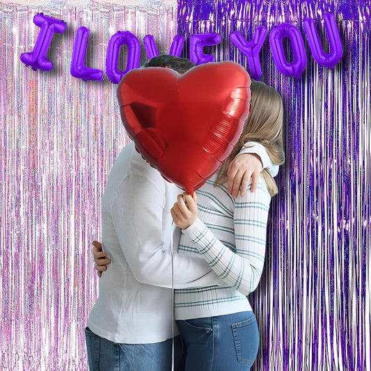 BRAVESHINE Iridescent Foil Fringe Backdrop - 2 Pack 3.2x6.5ft Holographic Tinsel Photo Booths Pros Streamer Curtains for Girl/16th Birthday/Engagement/Bridal/Anniversary/Bachelorette Party Decorations - Colors B