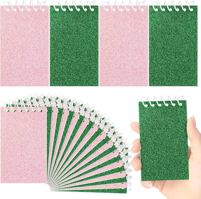 Resurhang 24 Pcs Pink and Green Mini Notepads Bulk Magical Wizard Party Favors Glitter Cover Spiral Notebooks Princess and Witch Party Favors for Birthday Gift School Classroom Rewards Supplies