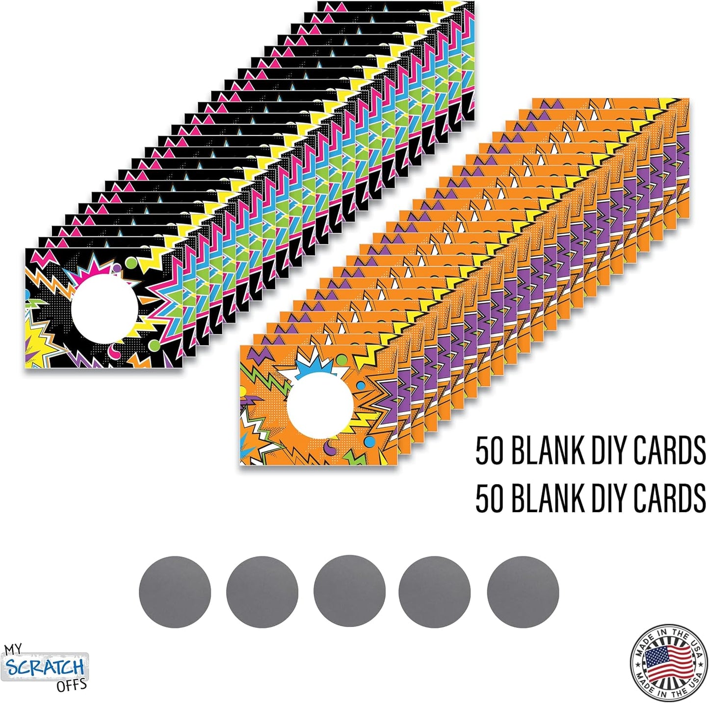My Scratch Offs - Customizable Scratch-Off Cards Graffiti Design for Prizes, Classroom Rewards & Teacher Supplies, 50 Pack