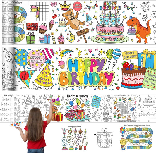 Janlaugh 3 Pack Summer Coloring Game Poster for Kids 118x11.8 Inch Fun Game Drawing Paper Roll Giant Coloring Posters Jumbo Summer Decoration for Classroom Activities Party Supplies