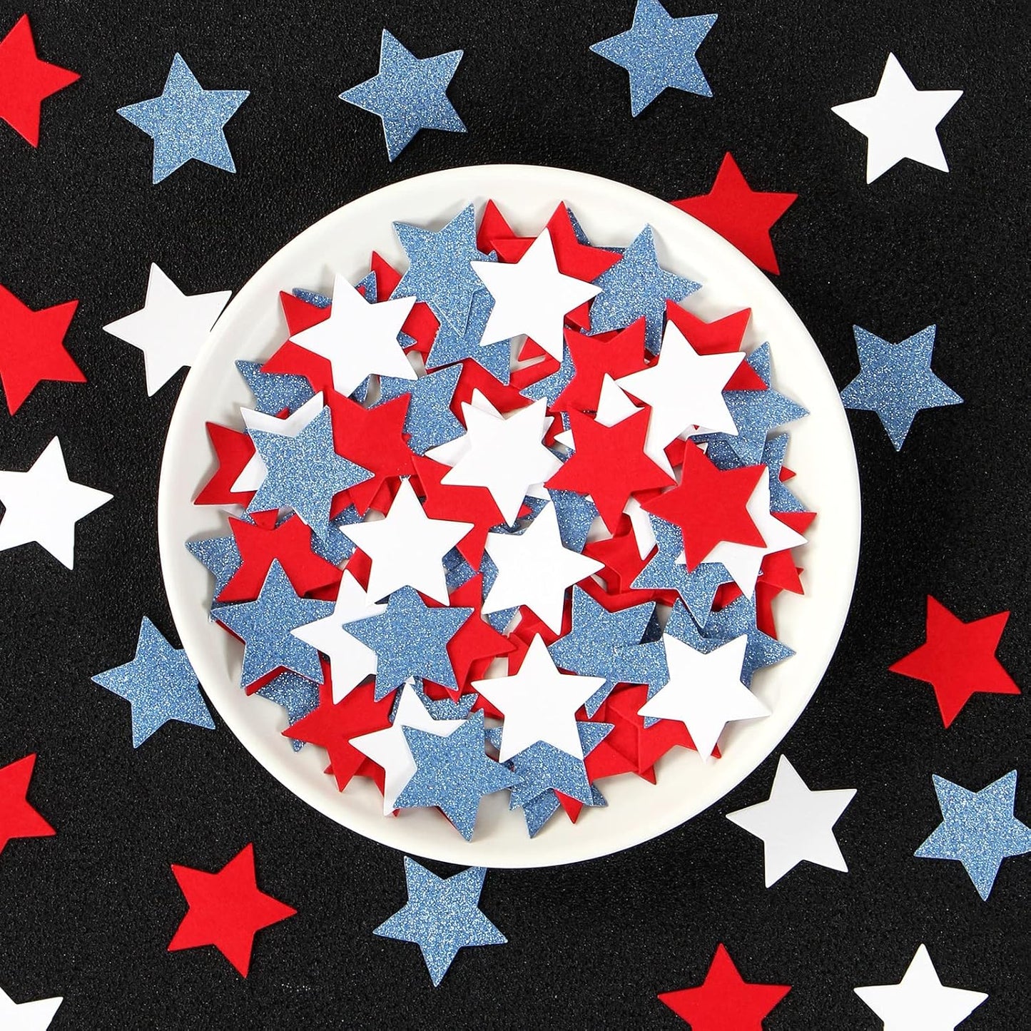 300pcs Navy Blue White Silver Confetti,Glitter Paper decor Twinkle Little Star Table Confetti,Birthday Graduation 2024 Fathers Day Wedding Baby Shower Party Decorations Circle Dots Lasting Surprise