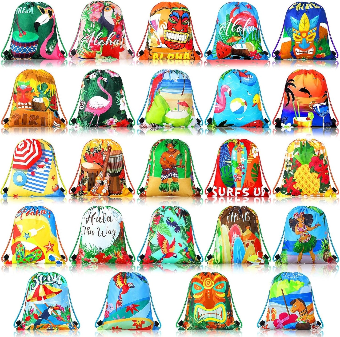 Marsui 24 Pcs Glowing Party Favor Drawstring Bags Gift Goodie Candy Favors Bags for Birthday Party Supplies