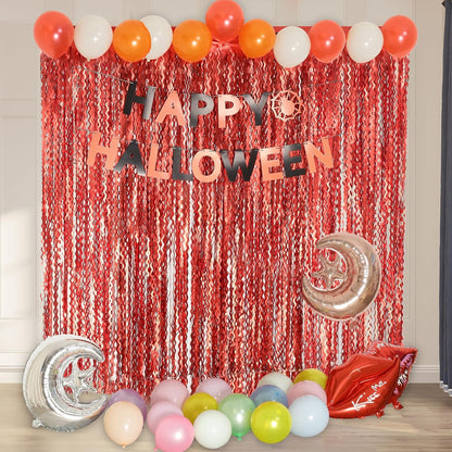 4 Pack Wavy Champagne Gold Metallic Tinsel Foil Fringe Curtains Backdrop - 3.3X6.6ft Foil Fringe Backdrop for Parties | Door Streamers for Birthday | Photo Booth Backdrops Party Decor
