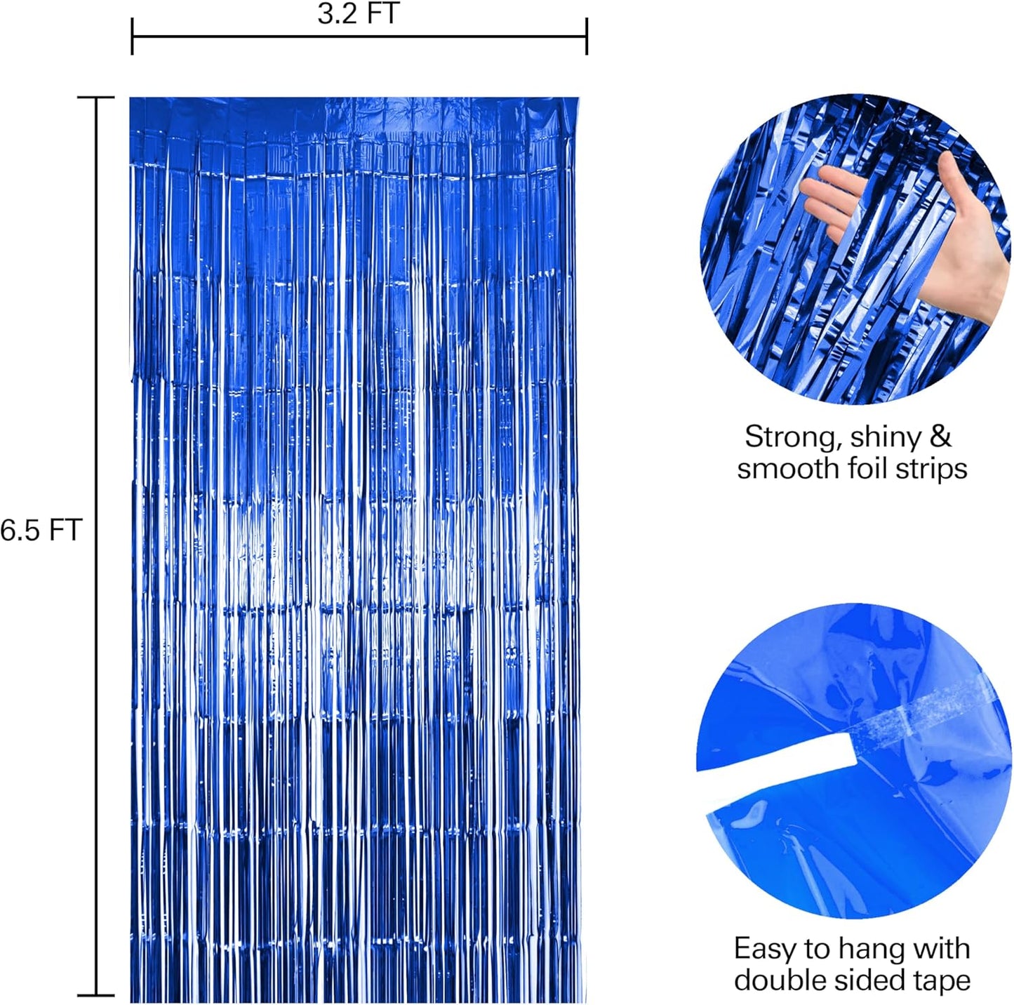 Hampton Distribution 6 Pack Silver Foil Fringe Curtains, Silver Tinsel Backdrop Party Curtains, Party Supplies for Birthday, Holidays, Parties & More