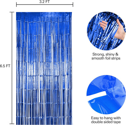 Hampton Distribution 6 Pack Silver Foil Fringe Curtains, Silver Tinsel Backdrop Party Curtains, Party Supplies for Birthday, Holidays, Parties & More