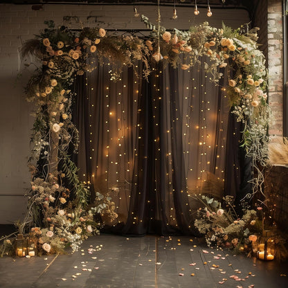 Fomcet Tulle Backdrop Curtains with Lights String White 10FT X 8FT Sheer Curtain with Lights Tulle Curtains Backdrop for Wedding Birthday Party Baby Shower Photo Shoot (2 Panels 5x8FT)