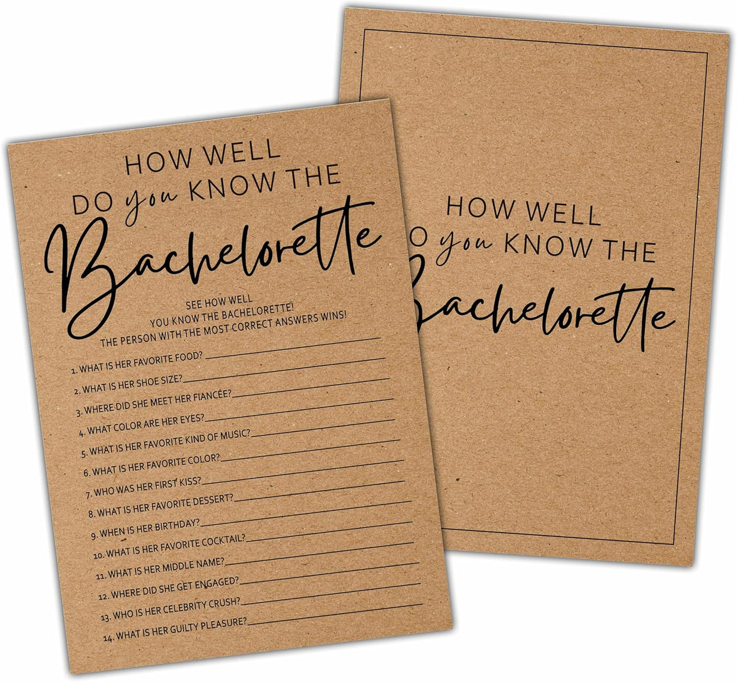 Bachelorette Party Games, Photo Scavenger Hunt Kraft Rustic Bridal Shower Game Card, Wedding/Engagement Party Ideas Activities Supplies Decorations(25 Cards) -A04