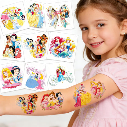 60 Pcs Princess Temporary Tattoos Birthday Themed Party Supplies Decoration Favors Cartoon Cute Sticker for Kids Girls Home Activity Class Prizes Carnival Christmas Rewards (60, princess)