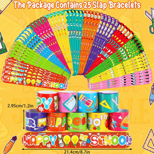 JUNEBRUSHS 4th of July Party Favors, 50 Pcs Patriotic Decorations Slap Bracelets Rubber Wristbands Assorted for Kids Gifts Silicone Bracelets Bulk Memorial Veterans Day Party Accessories