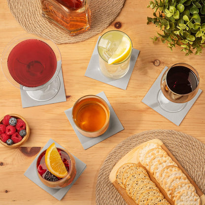 AH AMERICAN HOMESTEAD Cocktail Napkins-Disposable Beverage/Bar Napkins-White Linen-Like Square Napkins-Eco-Friendly & Compostable-Everyday Use, Party or Wedding 4.75inch x 4.75inch (100 Count, White)