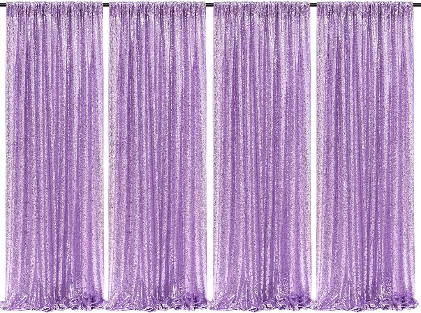 Poise3EHome Black Sequin Backdrop Curtains, 2 Panels 2FTx8FT Glitter Photo Booth Backdrop for Halloween Birthday Bachelorette Wednesday Twilight Party Decorations