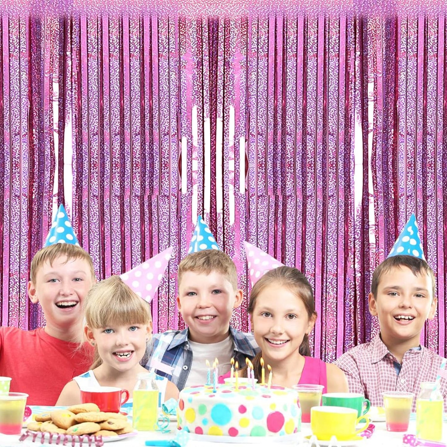 2 Pack 3.2ft x 8.2ft Silver Metallic Tinsel Foil Fringe Curtains, Door Streamer Photo Booth Backdrop for Birthday Graduation Engagement Bridal Shower Bachelorette Baby Shower Party Decorations