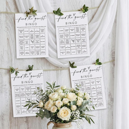 Minimalist Bridal Shower Bingo Cards, 25 Pcs Unique Bridal Bingo Game for Wedding Shower Parties and Guest Interaction - A01