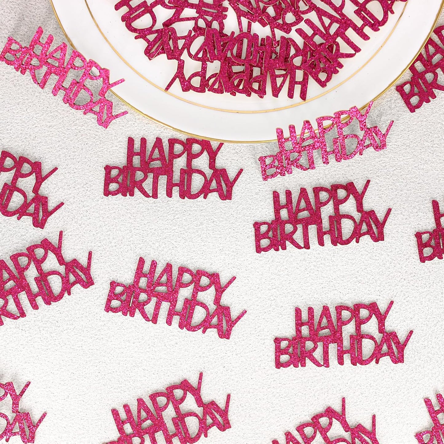 Pink Happy Birthday Confetti - Girl Birthday Party Decorations - Light Pink Glitter Scatters for Baby Girl Party Table Decor Supplies - 100PC