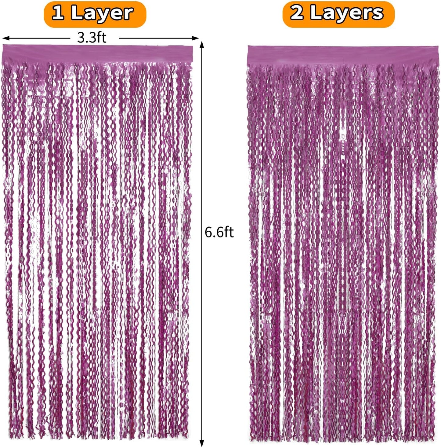 4 Pack Wavy Champagne Gold Metallic Tinsel Foil Fringe Curtains Backdrop - 3.3X6.6ft Foil Fringe Backdrop for Parties | Door Streamers for Birthday | Photo Booth Backdrops Party Decor