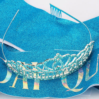 CAVETEE Gold Birthday Crowns and Sash - Queen Tiara for Party Decorations