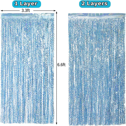 4 Pack Wavy Champagne Gold Metallic Tinsel Foil Fringe Curtains Backdrop - 3.3X6.6ft Foil Fringe Backdrop for Parties | Door Streamers for Birthday | Photo Booth Backdrops Party Decor