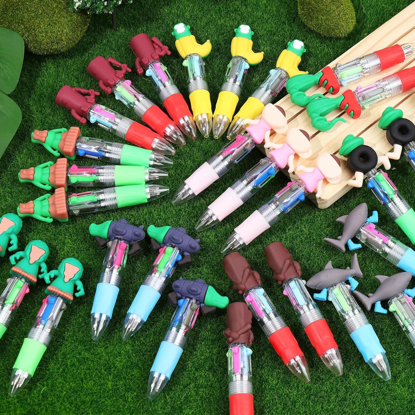 CZWZ 20Pcs Mini Multicolor Pens in One 4-in-1 Cute Pens Bulk for Kids, Fun Kawaii Ballpoint Pens for Birthdays and Children's Party Favors Gifts Teacher School Supplies