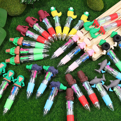 CZWZ 20Pcs Mini Multicolor Pens in One 4-in-1 Cute Pens Bulk for Kids, Fun Kawaii Ballpoint Pens for Birthdays and Children's Party Favors Gifts Teacher School Supplies