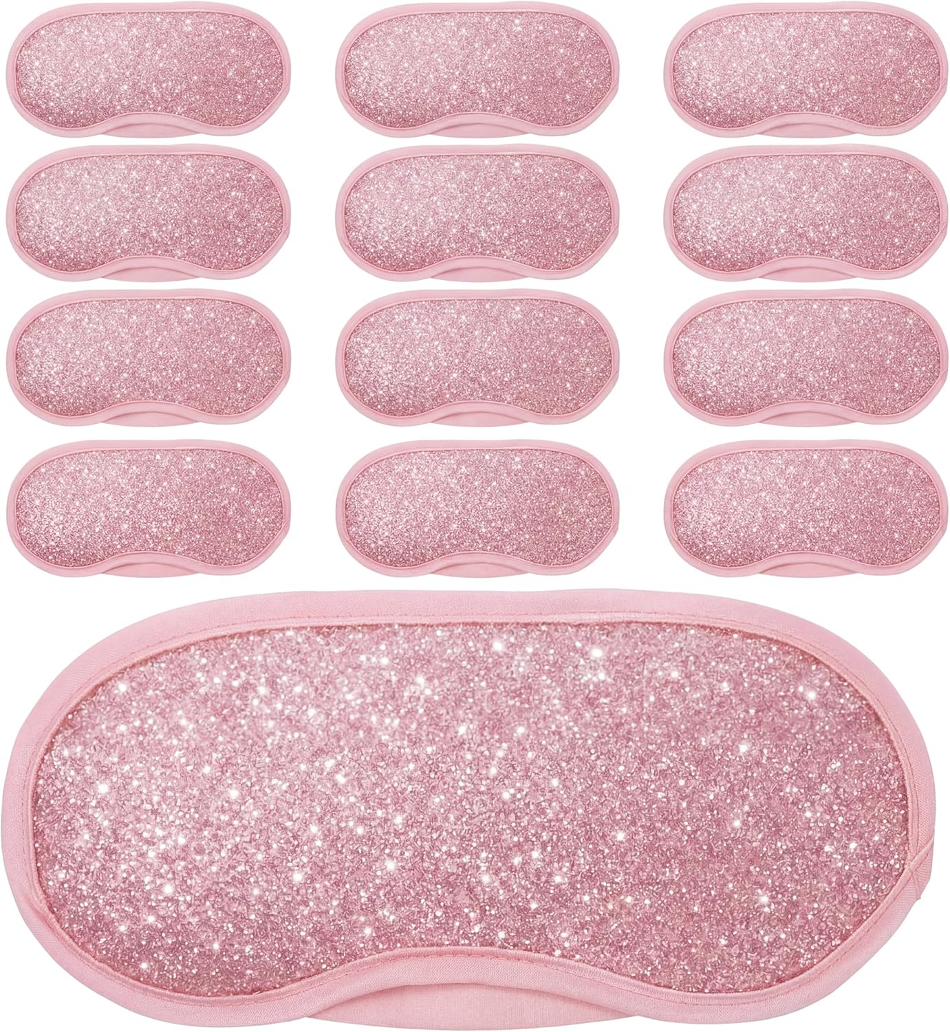 Chicingyou 12 Pcs Glitter Eye Mask Bulk Sleep Masks Eye Cover for Party Gifts Blindfold with Adjustable Elastic Strap for Bachelorette Party Supplies Women Men(Hot Pink)