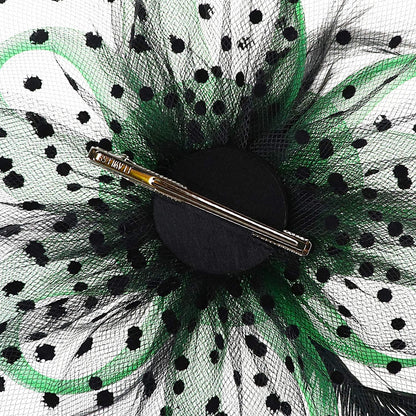 DRESHOW Fascinators Hat Flower Mesh Ribbons Feathers on a Headband and a Clip Tea Party Headwear for Girls and Women - Colors A