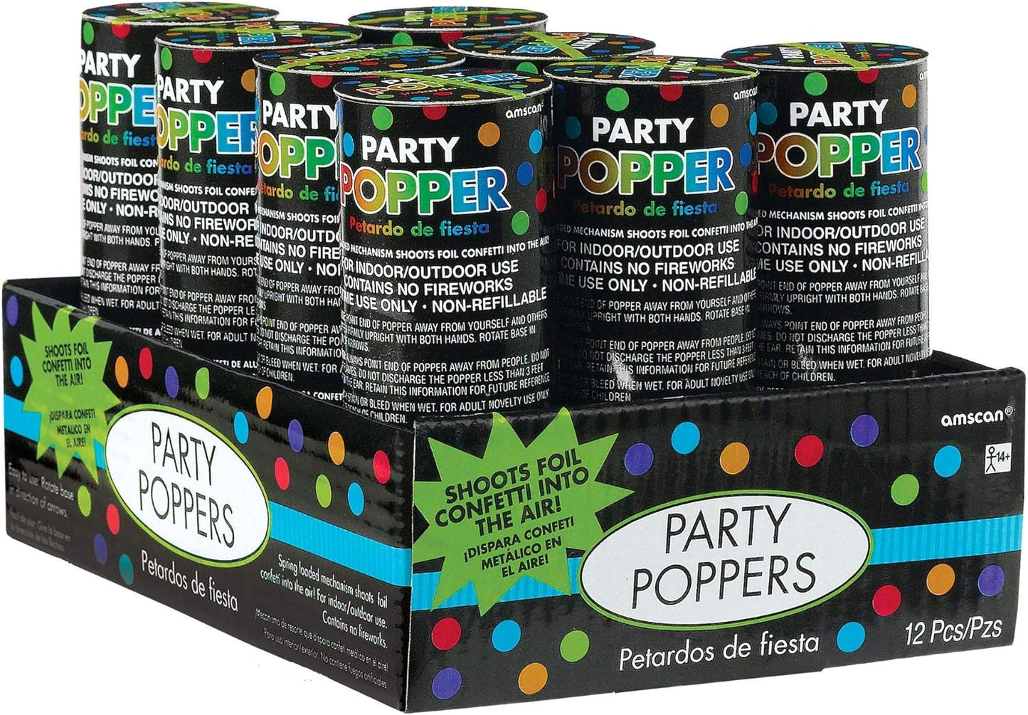 Amscan Party Poppers, 4", 12 Ct., Multicolor -