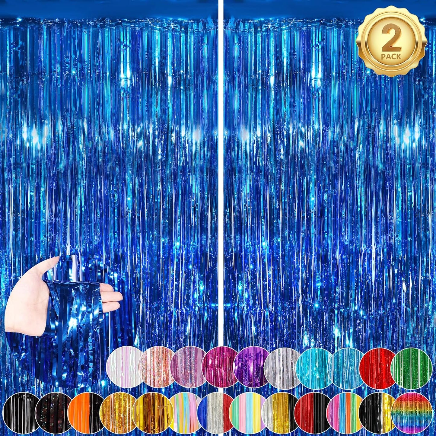Black Fringe Curtain Party Streamers 2Pack 3.3x8.3 Ft Foil Fringe Backdrop Curtains for Birthday Wedding Bridal Baby Shower Halloween Decor Tinsel Streamers Black Party Decorations Door Streamers