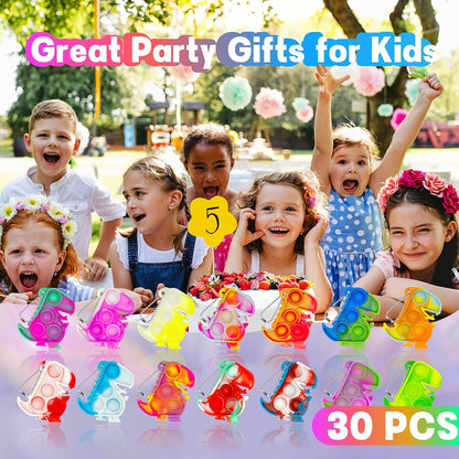 Pop Fidget Toys Bulk Its Party Favors for Kids 4-8 8-12 30 Pack Mini Pop Keychain It Small Fidgets for Classroom Prizes School End of Year Student Gifts from Teacher Birthday Goodie Bag Stuffers