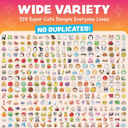 Cute Stickers for Kids - Kawaii Water Bottle Stickers for Teens - 108pc Sticker Pack - Waterproof Vinyl Stickers for Water Bottles, Scrapbook, Laptops, Etc.