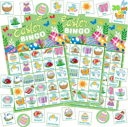JOYIN 28 Players Easter Bingo Card (5x5) with Blue Color for Kids, Boys, Girls and Adults, Easter Games, School Classroom Activities and Easter Basket Stuffers