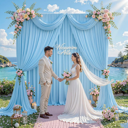 10 ft x 10 ft Wrinkle Free White Backdrop Curtains for Wedding Parties, Polyester Photography Backdrop Drapes for Birthday Parties Stage Backdrop Stand, 2 Panels 5x10FT Background Curtains