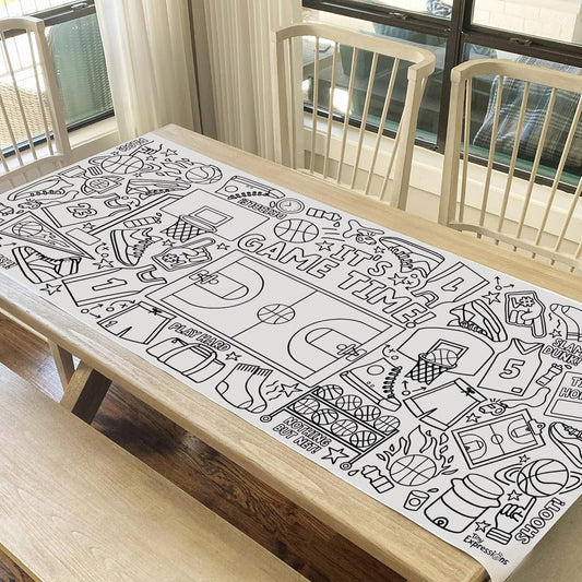 Tiny Expressions Giant Coloring Banner for Kids - Rolled, Not Creases - Coloring Table Cloth for Kids Activity - Construction Truck