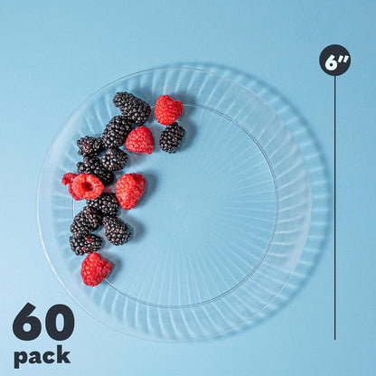 PLASTICPRO 30 Pack Crystal Like Clear Disposable Plastic Plates Dinner Dishes 6 ounce Bowls for Special Occasions Parties