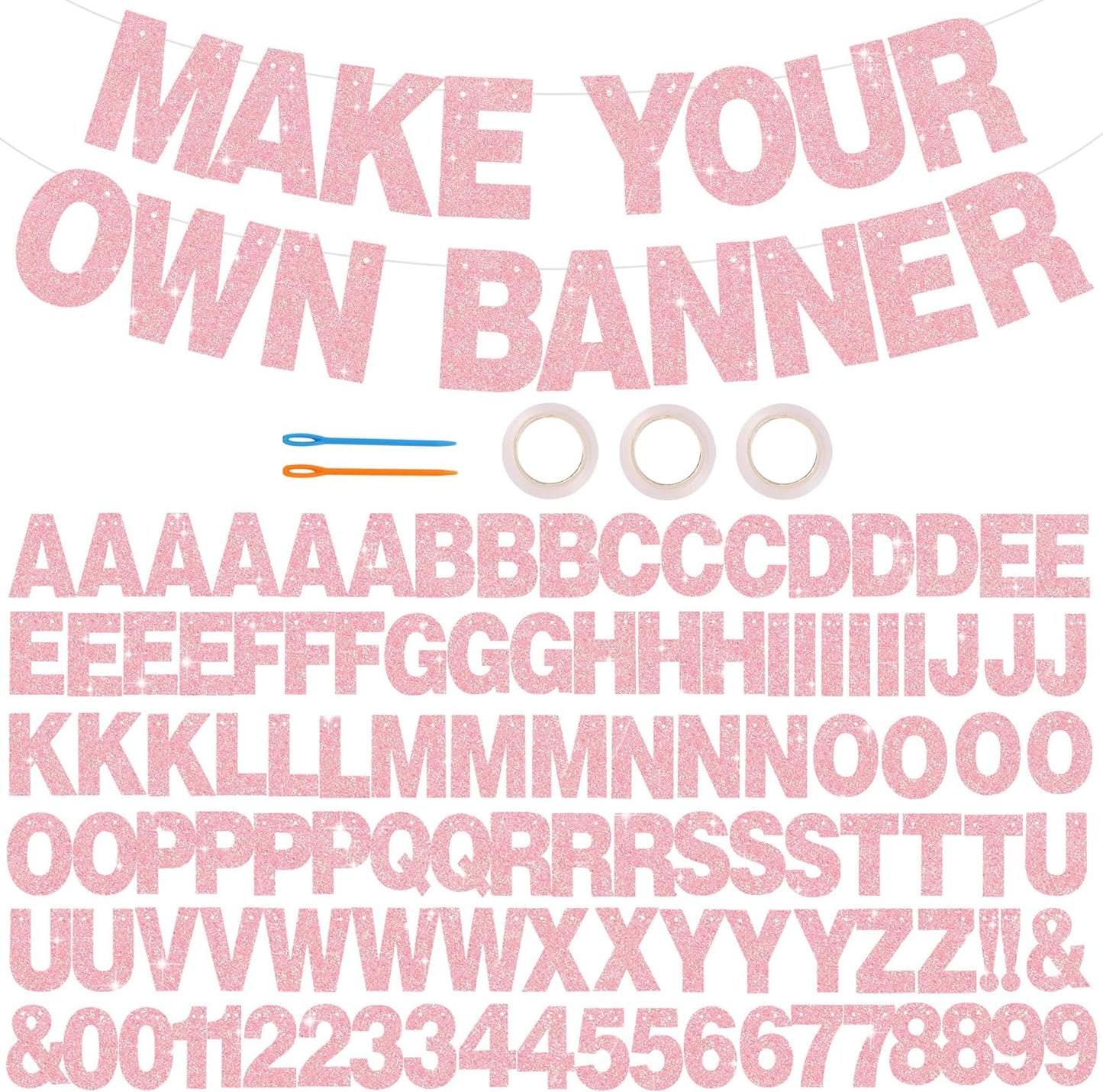 BEISHIDA 116 PCS A-Z DIY Letter Banner Kit Make Your Own Banner Including 111 Letters and Numbers 3 Rope and 2 Threading Device,Customized for Birthday Graduation Wedding Decor Black