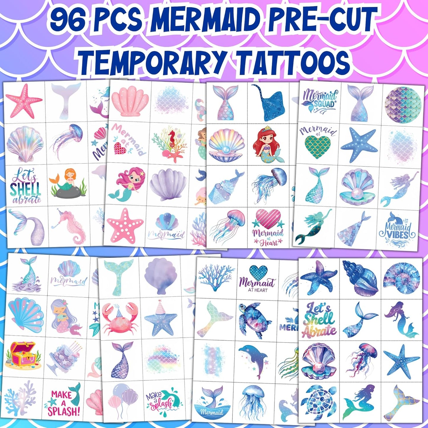 Tropical Flower Hawaiian Temporary Tattoos for Kids - 96 PCS Pre-cut Hawaii Luau Hibiscus Plumeria Party Favors Flower Summer Waterproof Stickers for Summer Aloha Party Decoration Supplies