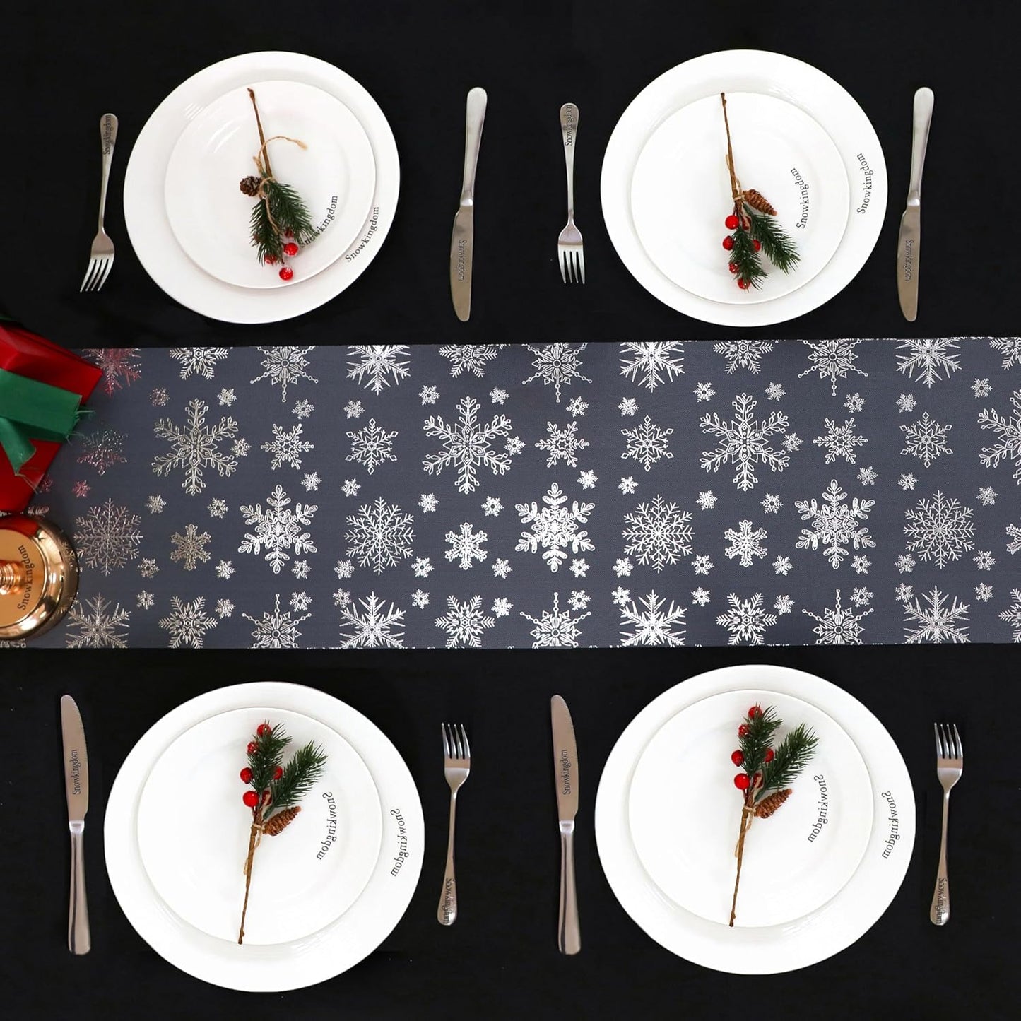 Snowkingdom 2 Pieces Gold Table Runner, Sequin Glitter Foil Metallic Thin Mesh Runner Roll 11"x108", Gold Table Decorations for Event Party, Wedding, Birthday Party, Christmas