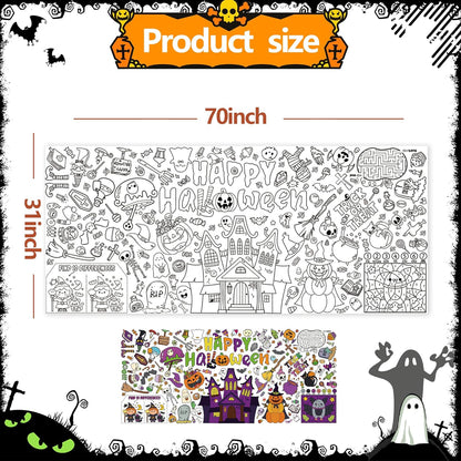 Easter Coloring Poster for Kids 30x72 Inch Bunny Giant Coloring Tablecloth Happy Easter Crafts Paper Table Cover for Gifts Activities Games Classroom Wall School Home Parties
