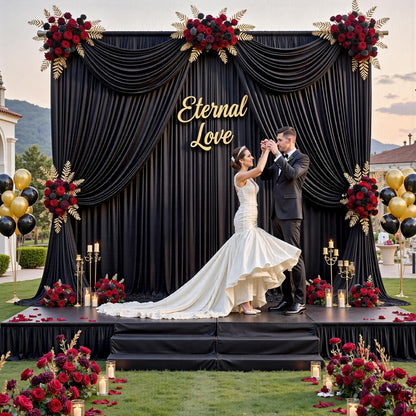 10 ft x 10 ft Wrinkle Free White Backdrop Curtains for Wedding Parties, Polyester Photography Backdrop Drapes for Birthday Parties Stage Backdrop Stand, 2 Panels 5x10FT Background Curtains