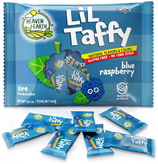 Heaven & Earth Blueberry Raspberry Lil Taffy (Approx. 40 Count) | Dye Free Candy | Natural Colors & Flavors | No High Fructose Corn Syrup | Gluten Free | Kosher | Goody Bag and Pinata Fillers