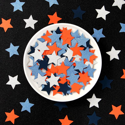 300pcs Navy Blue White Silver Confetti,Glitter Paper decor Twinkle Little Star Table Confetti,Birthday Graduation 2024 Fathers Day Wedding Baby Shower Party Decorations Circle Dots Lasting Surprise