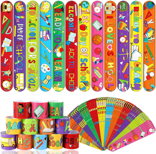 JUNEBRUSHS 56Pcs HawaiianTheme Slap Bracelets, Hawaii Luau Snap Bracelets Wristbands Bulk for Kids Aldults Tropical Hawaiian Luau Party Favors School Prizes Gifts