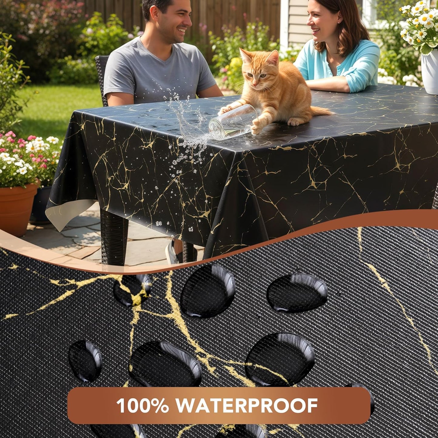 sancua Clear Plastic 100% Waterproof Tablecloth - 54 x 78 Inch - Vinyl PVC Rectangle Table Cloth Protector Oil Spill Proof Wipe Clean Table Cover for Dining Tables, Parties & Camping, Crystal Clear