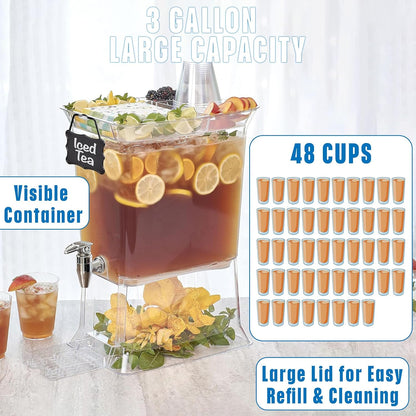 Buddeez Tritan™ Beverage Dispenser with Party Tray Lid - 2.5 Gallon Cold Drink Dispenser for Juice, Iced Tea, Lemonade, Water