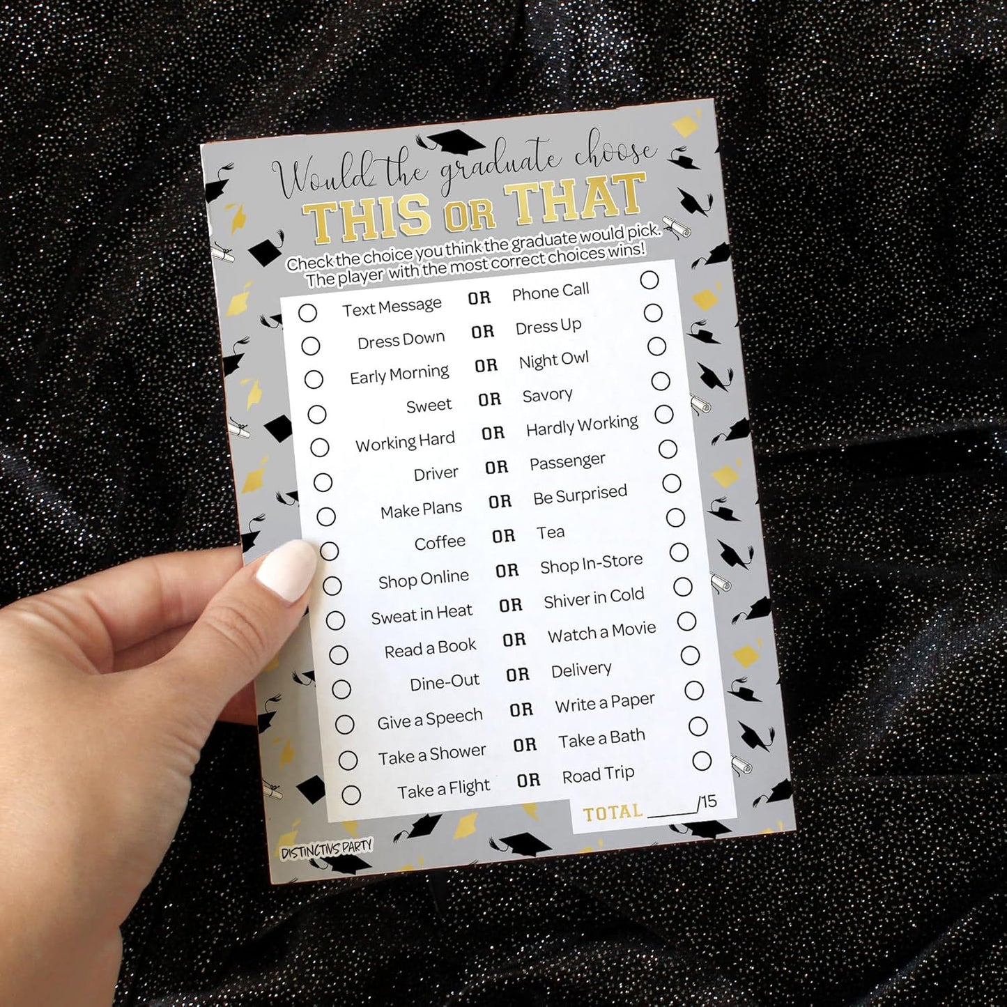 DISTINCTIVS Graduation Party Game - This or that Game for Teens and Adults, Class of 2026, 25 Guests