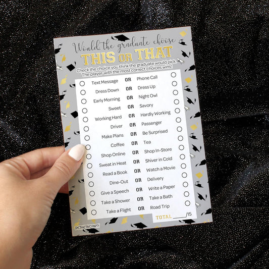 DISTINCTIVS Graduation Party Game - This or that Game for Teens and Adults, Class of 2026, 25 Guests