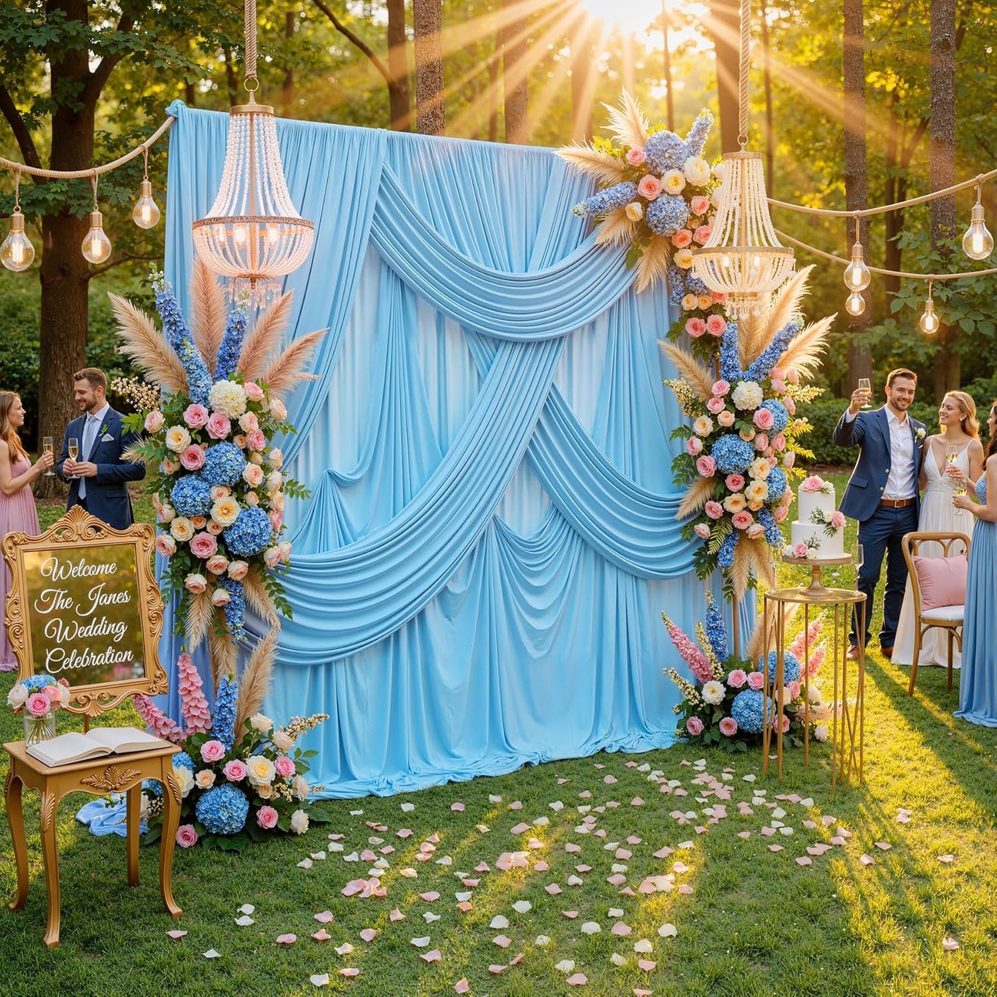 10ftx10ft Black Backdrop Curtains for Weddings Parties, Wrinkle Free 2 Panels Silky Polyester Photo Backdrop Drapes Back Drop Cloth Drapery for Birthday Mother'sDay Photography Background