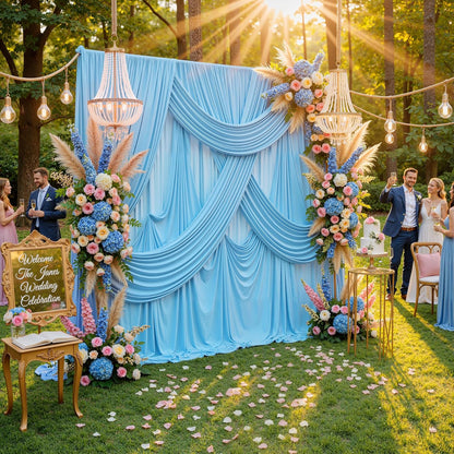 10ftx10ft Black Backdrop Curtains for Weddings Parties, Wrinkle Free 2 Panels Silky Polyester Photo Backdrop Drapes Back Drop Cloth Drapery for Birthday Mother'sDay Photography Background