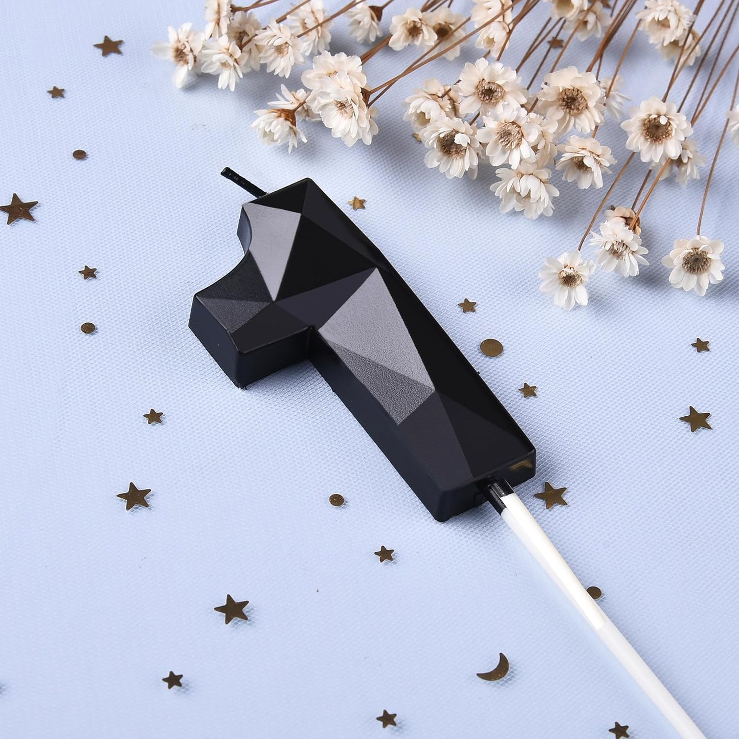 PHD CAKE 2.76 Inch Crystal Black 9 Number Birthday Candles, Black Number Candles, Cake Number Candles, Party Celebration