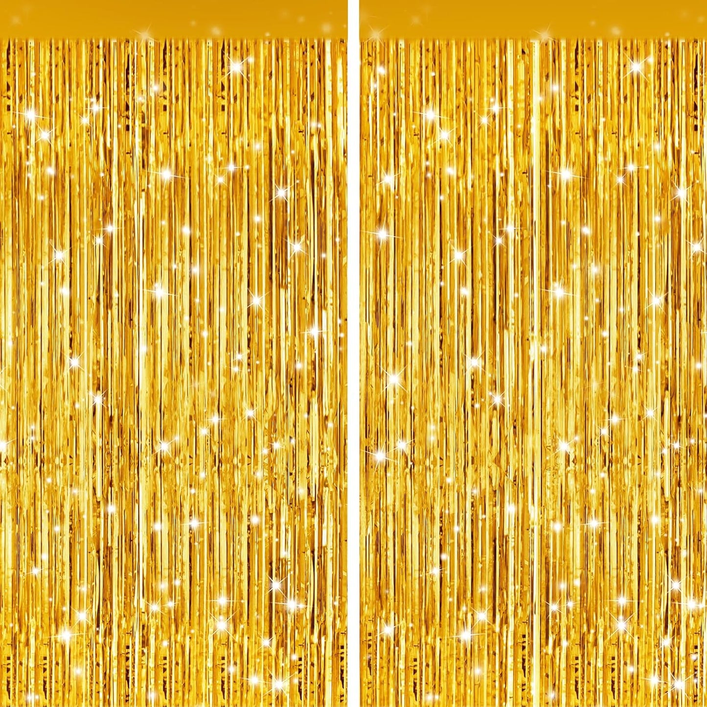 GCB 2Pack Black Metallic Tinsel Foil Fringe Curtains, Black Foil Curtain Backdrop, Photo Booth Props for Birthday Wedding Baby Shower Bachelorette Xmas Celebration Party Decorations Door Streamers