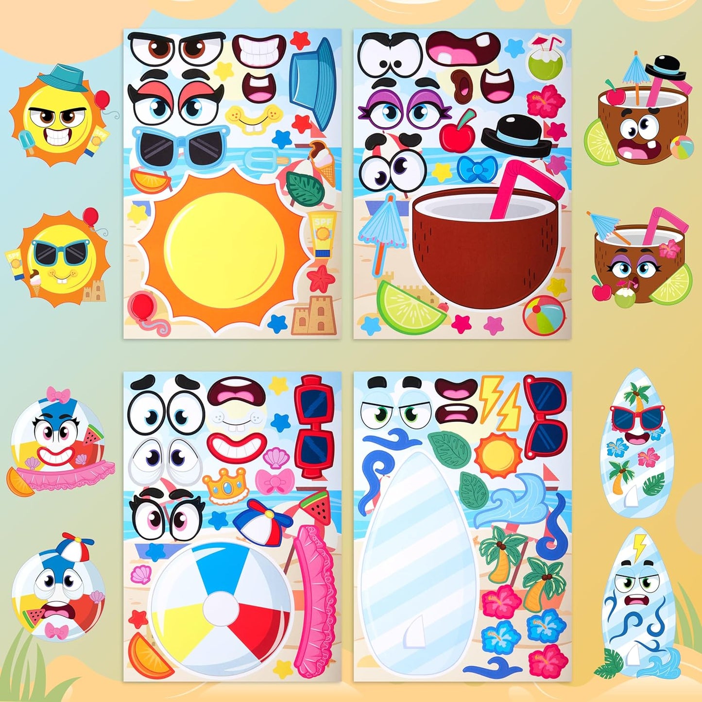 JOYIN 36 Sheets 9"x6" Make a face Stickers for Kids, Make Your Own Animal Stickers with Unicorn, Dinosaur, Sea and Safari Animals, Crafts Birthday Party Favors, Goodie Bags Classroom Activities